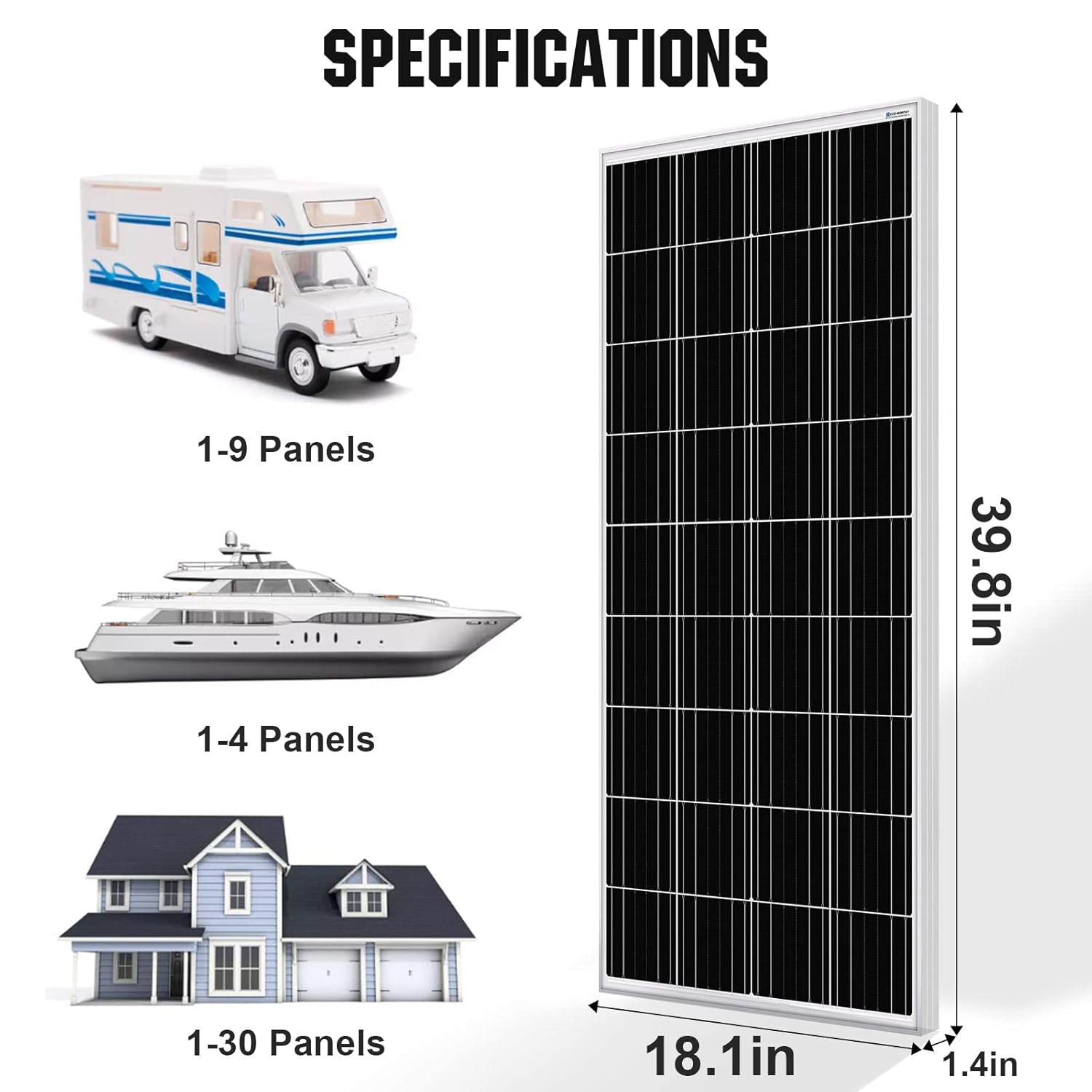 2pcs 100 Watt 12 Volt Monocrystalline Solar Panel O45919