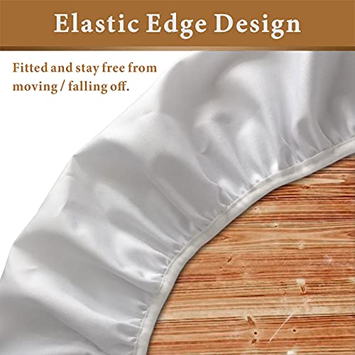 Fitted Round Tablecloth, Vintage Wood Grain Elastic Edge Polyester, 32" H908