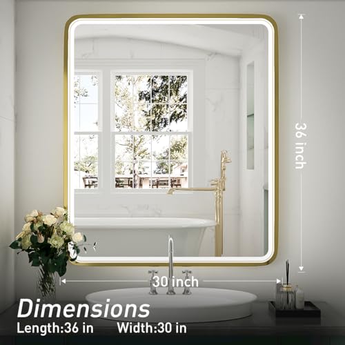 Black Metal Frame LED Bathroom Mirror A93626
