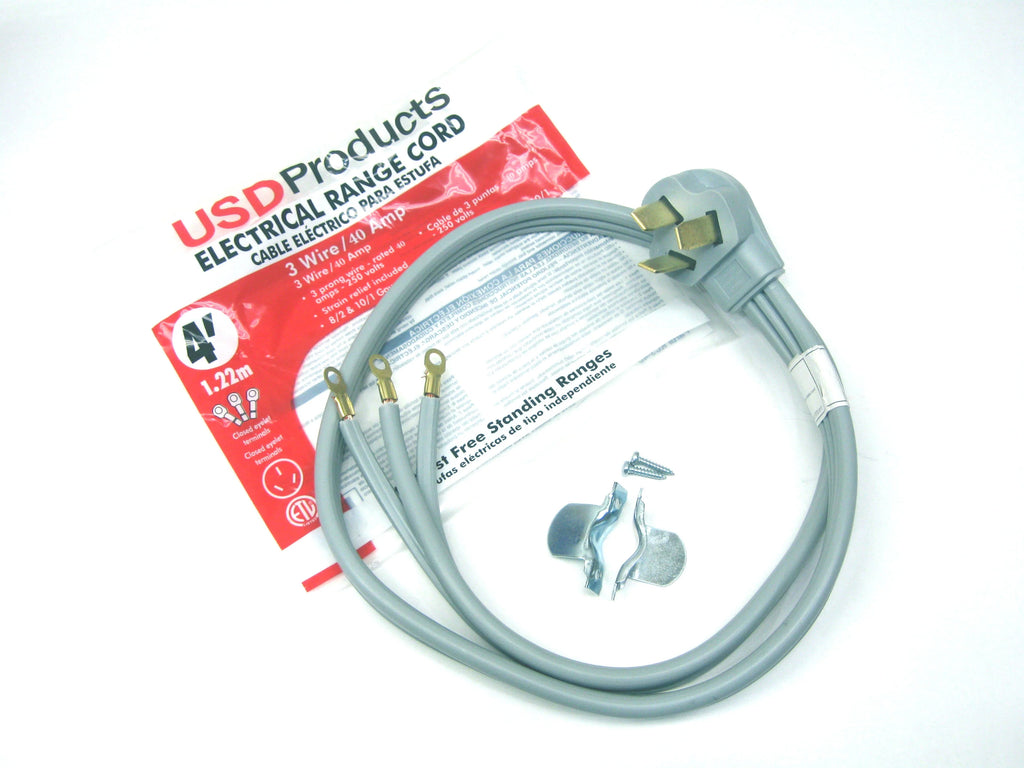 3 Prong 40 Amp 4' Electric Range Oven Power Cord S493