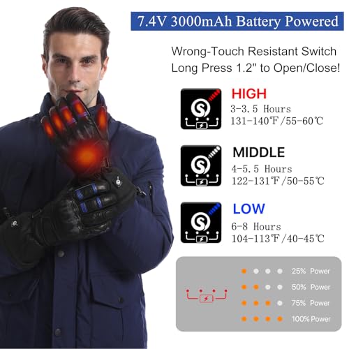 Professional Heated Motorcycle Gloves with 12V Charging Cord K392