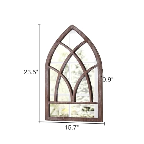 Farmhouse Arched Window Mirror 16 X 24 Inch Distressed White Rustic Cathedral Window Pane Mirror Q370