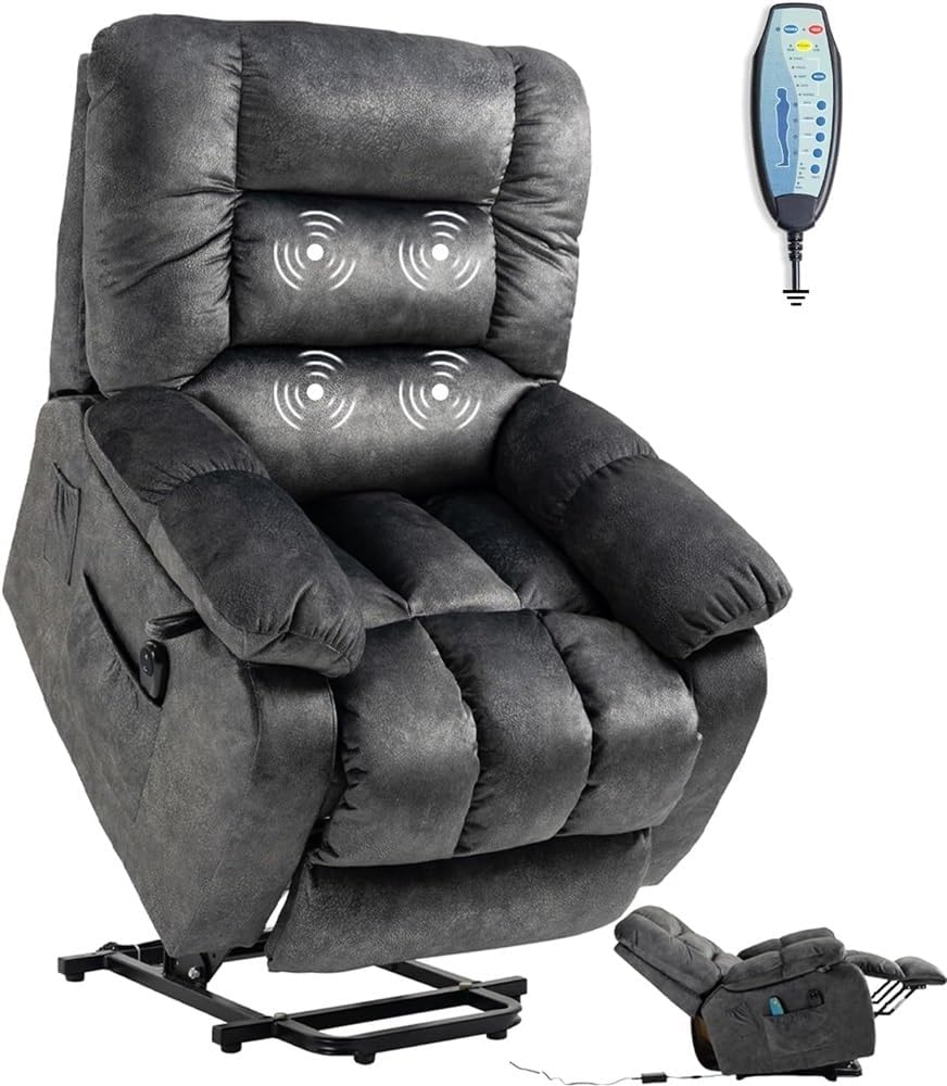 Oversized Dual Motor Lift Recliner with Heat and Massage H899