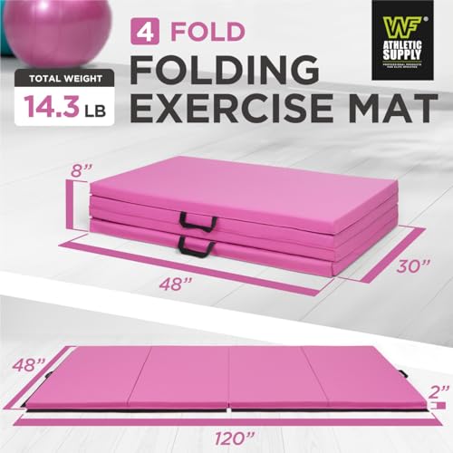 10' x 4' 4-Fold Folding Exercise Mat with Carrying Handles & Velcro Design L383810