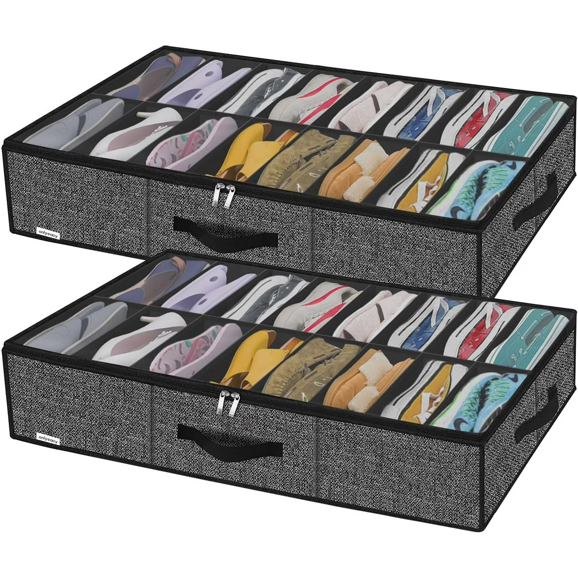 Black Linen-like Underbed Shoe Storage Organizer Q908502
