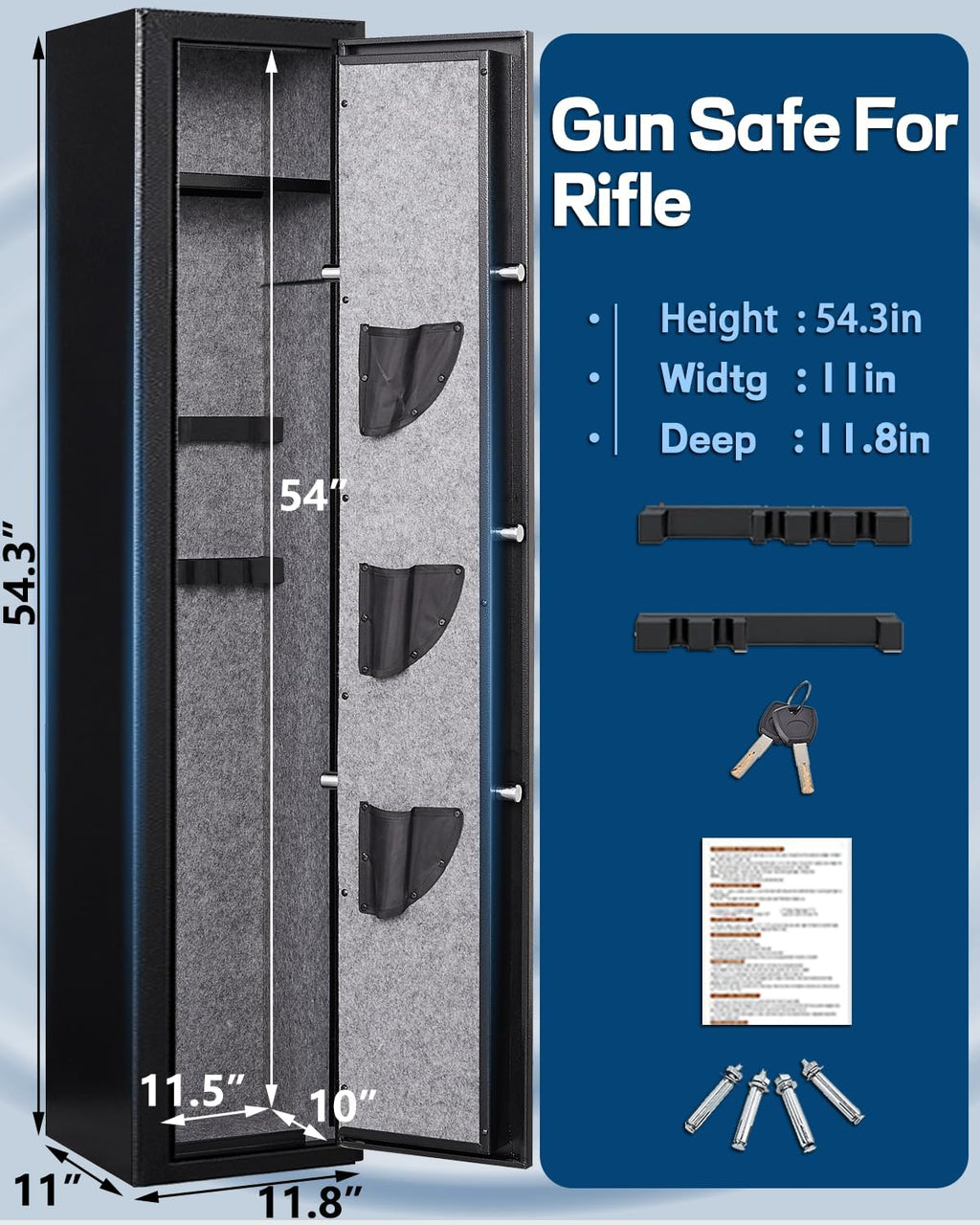 5-6 Gun Safe with Removable Shelfs and 3 Pistol Pocket I790