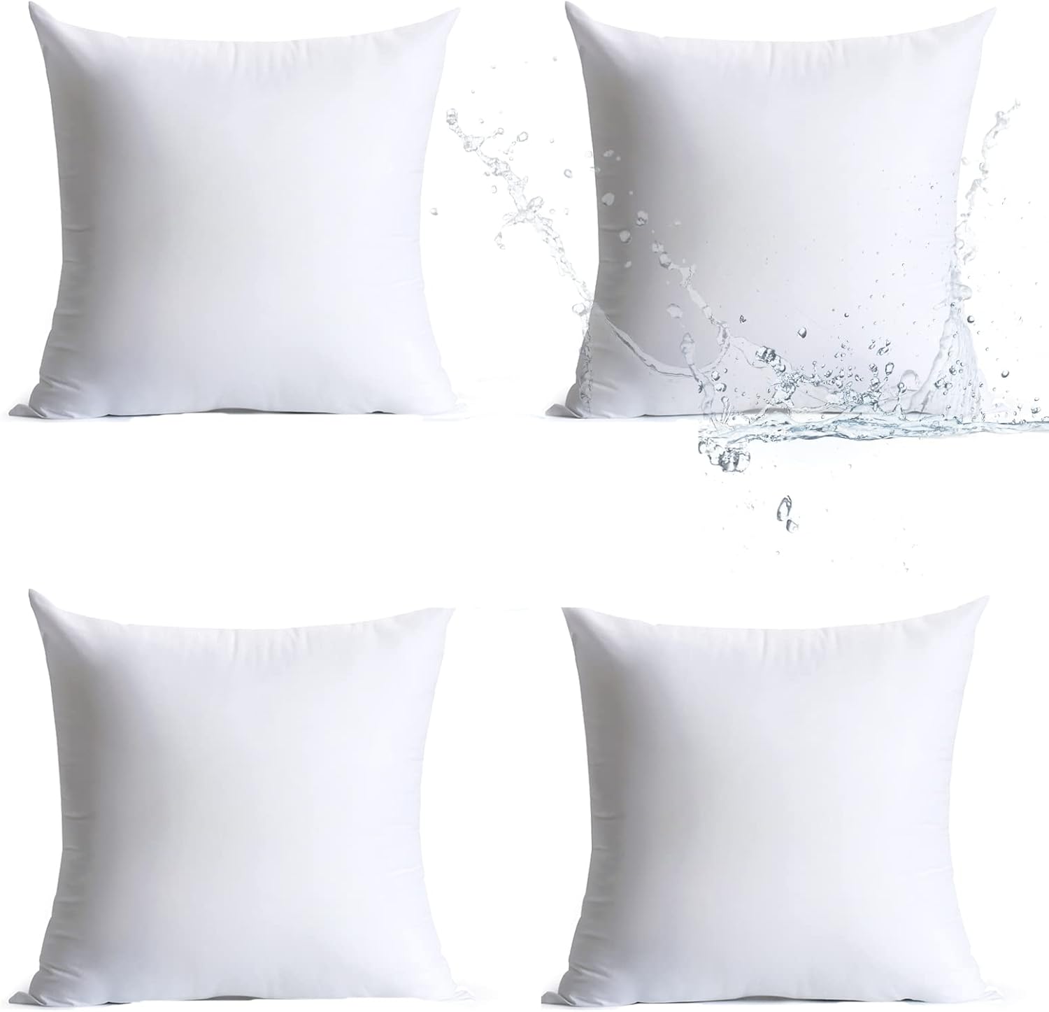 Pack of 4 Water Resistant Hypoallergenic Square Pillow Inserts V82477