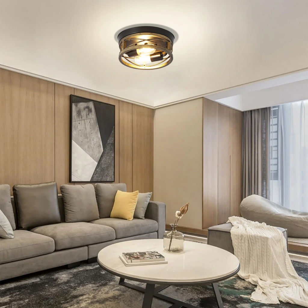 Bronze Round Metal Flush Mount Ceiling Light Fixture E108781