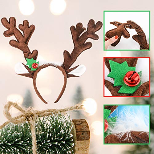 Reindeer Antlers Headband, 2PCS Deer Antlers with Bells K4665