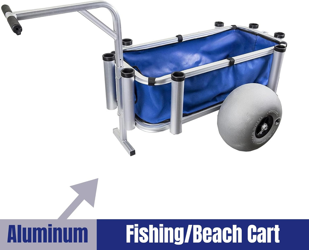 Heavy Duty Aluminum Fishing Cart with Large Wheels, 35" x 16" Basket Q107