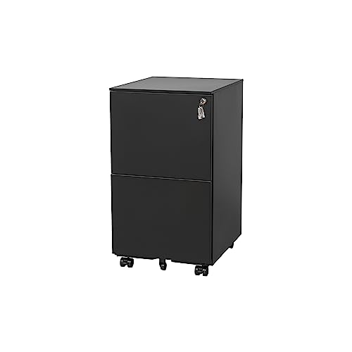 White 2-Drawer Rolling Metal File Cabinet with Lock Z722416