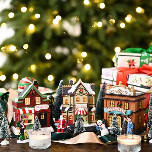 17 PCS Pre-Lit Christmas Village Set L57195