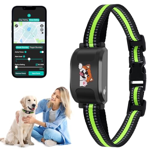 GPS Wireless Dog Fence & Training Collar, Outdoor Waterproof Rechargeable Collar (White) Y5748