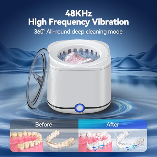48kHz Ultrasonic Retainer Cleaner with 7.8OZ Dental Cleaning Pod I594