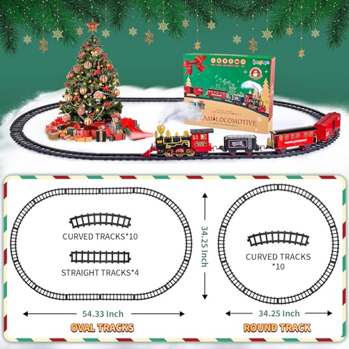 Electric Train Toy with Steam Locomotive, Tracks, Lights & Sound O774