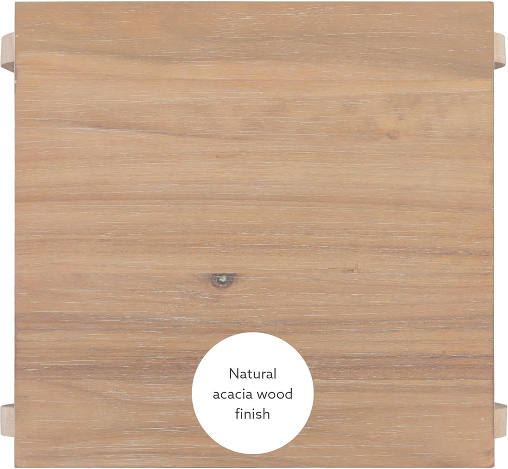 Natural Wooden Side Table with Curved Legs and Two Display Shelves Z852