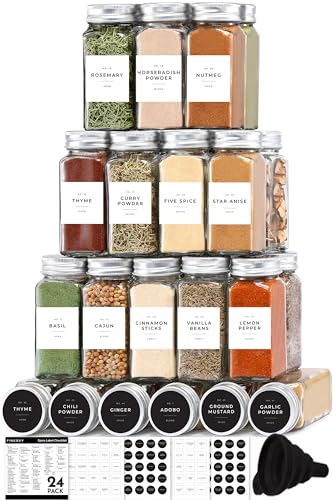 4 oz Clear Empty Spice Jars with Labels and Shaker Lids O87357