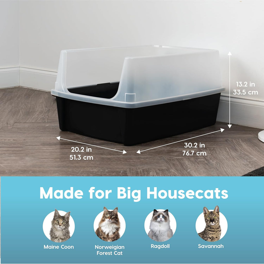 Black Open Top High Sided Cat Litter Box B71151