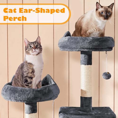 Dark Gray Cat Tree with Platform, Hammock, Scratching Posts C30999
