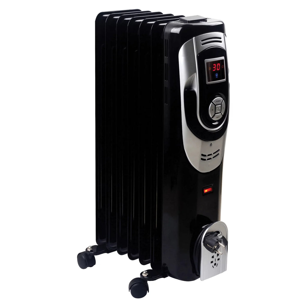 3-Setting 1,500-Max 7-Fin Portable Oil-Filled Radiator Heater with Digital Display W997