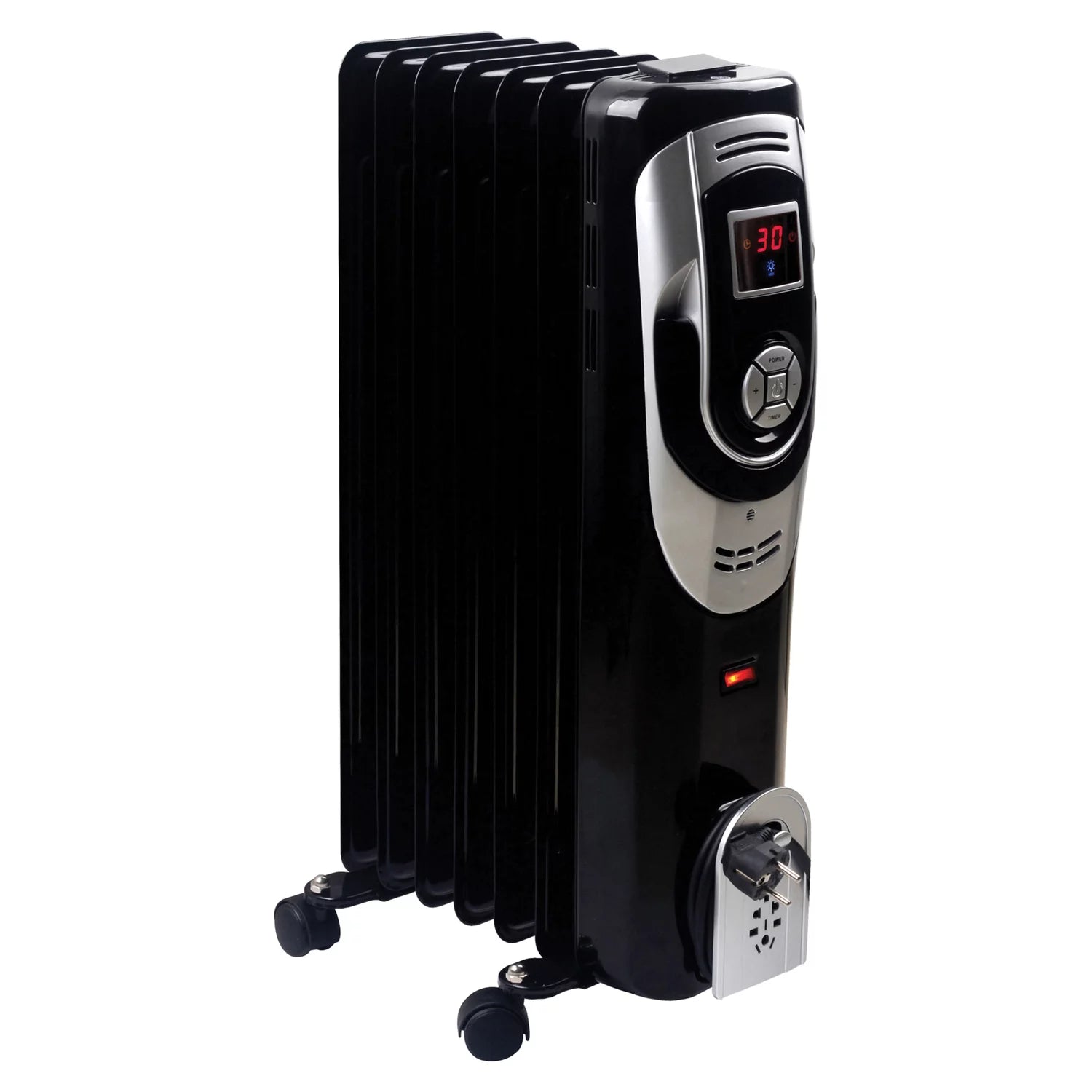 3-Setting 1,500-Max 7-Fin Portable Oil-Filled Radiator Heater with Digital Display W997