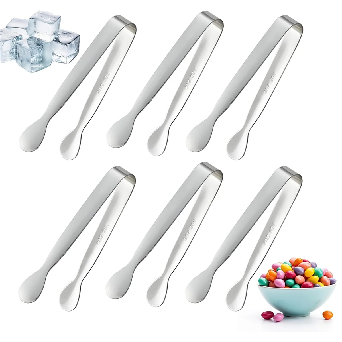 6PCS 4.25Inch Stainless Steel Small Tongs Z87519