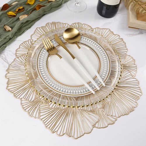 Set of 6 Gold Heat Resistant Vinyl Placemats W845637
