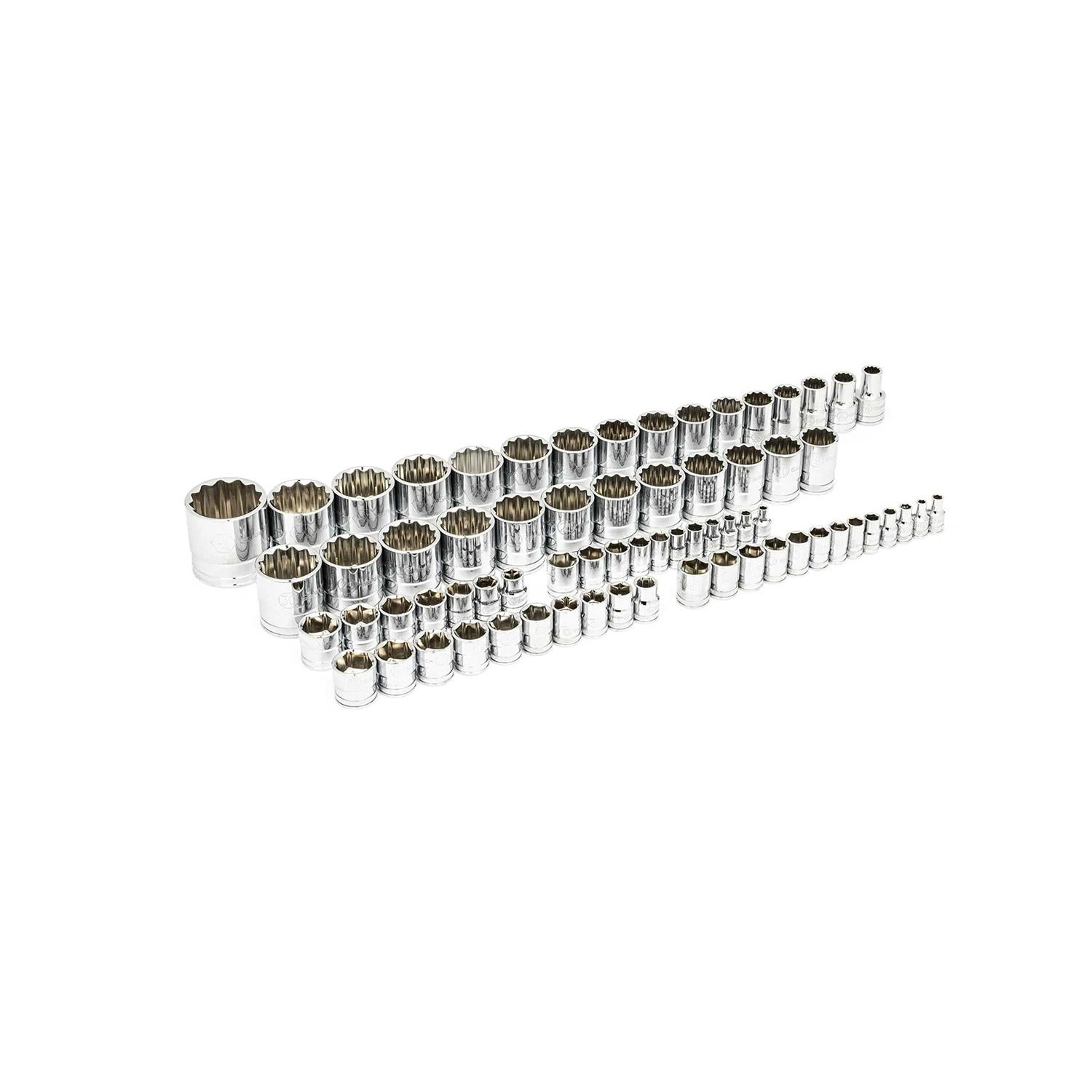 83 Pc. 1/4 3/8 1/2 90-Tooth SAE/Metric Mechanics Tool Set with EVA Foam Tray V952482