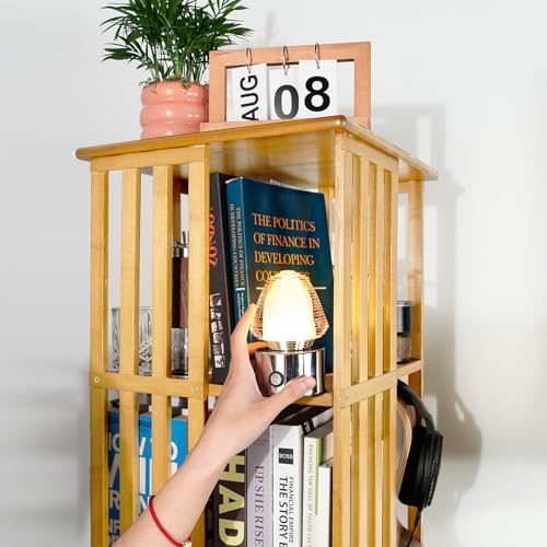 Walnut 6 Tier Bamboo Rotating Bookshelf L7745