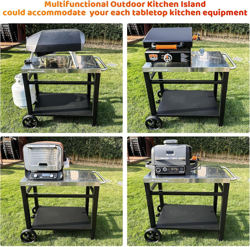Outdoor Grill Cart Table with Wheels I3530