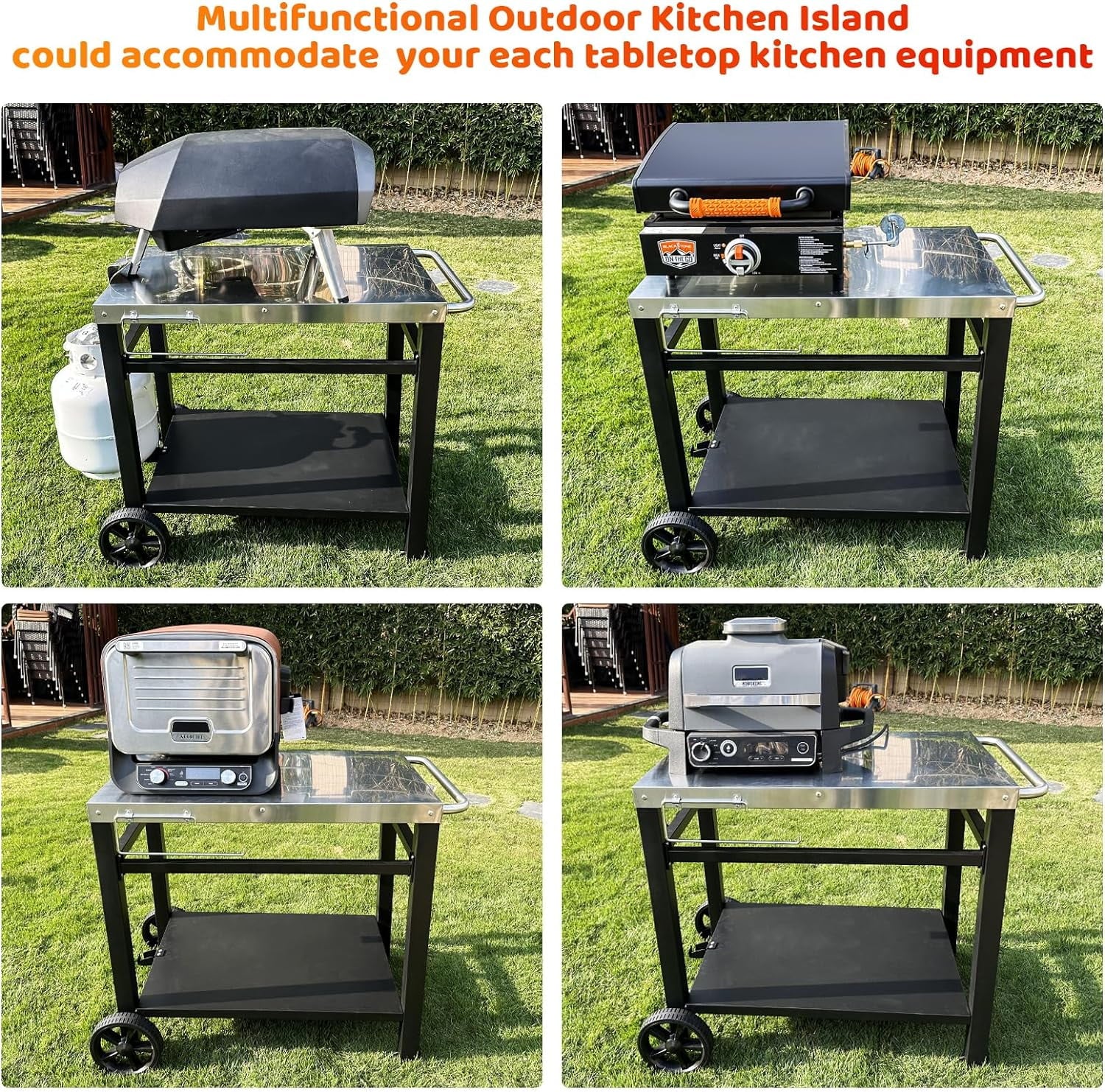 Outdoor Grill Cart Table with Wheels I3530
