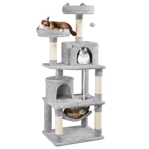 Dark Gray Cat Tree with Platform, Hammock, Scratching Posts C30999