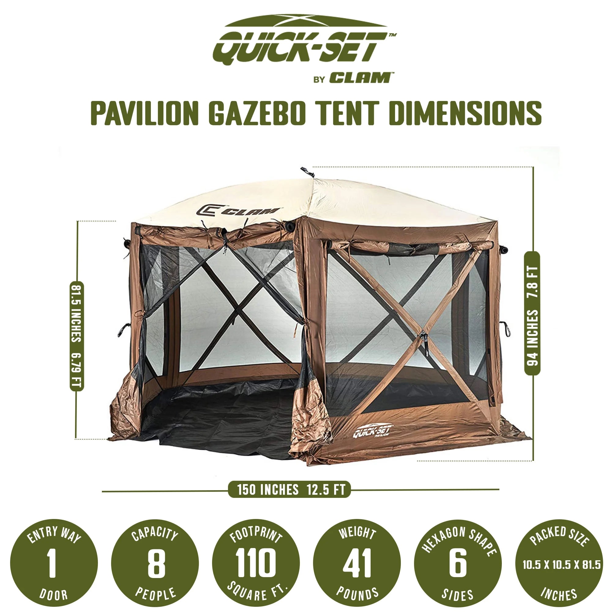 12.5' Portable Outdoor Gazebo Canopy Tent with Floor Tarp H26922