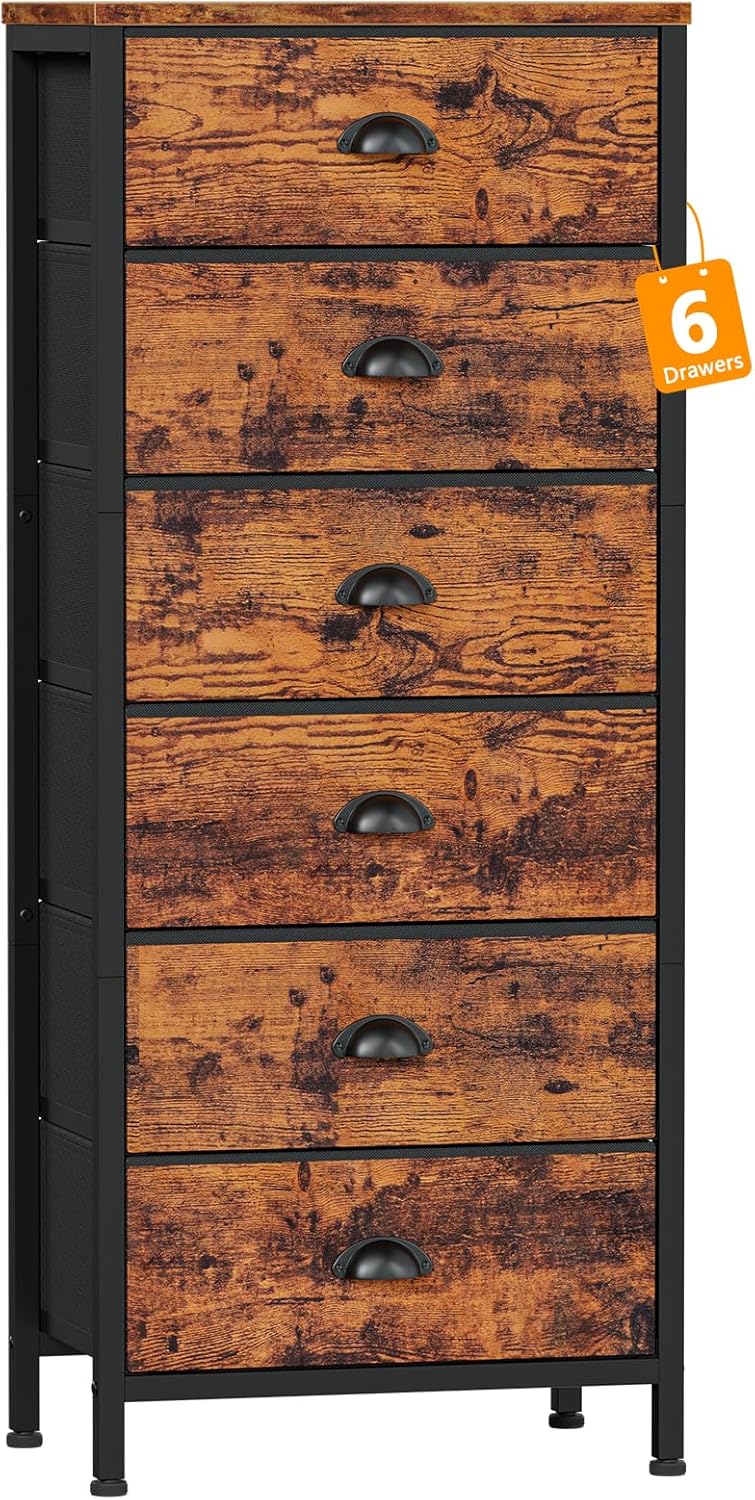 Vertical End Table and Nightstand with 9 Large Drawers, Metal Frame H21990