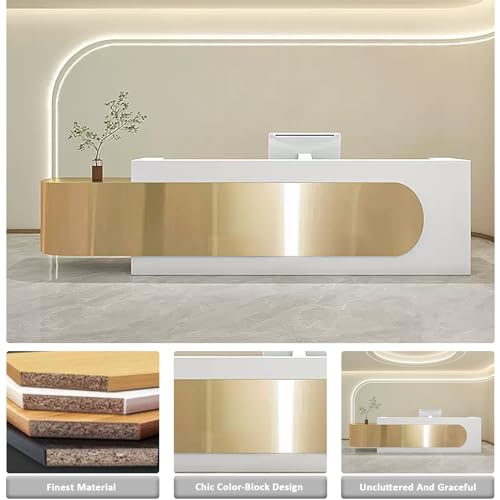 Reception Desk with LED Lights & Glass Top and Lockable Drawer (64IN) L702