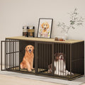 71.6'' Metal Steel Frame Double Dog Kennel with 2 Rooms and Removable Divider Black I111091