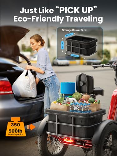 Electric Trike with 750W Motor, 48V 18AH Battery, 20" Fat Tire, Large Basket N68198