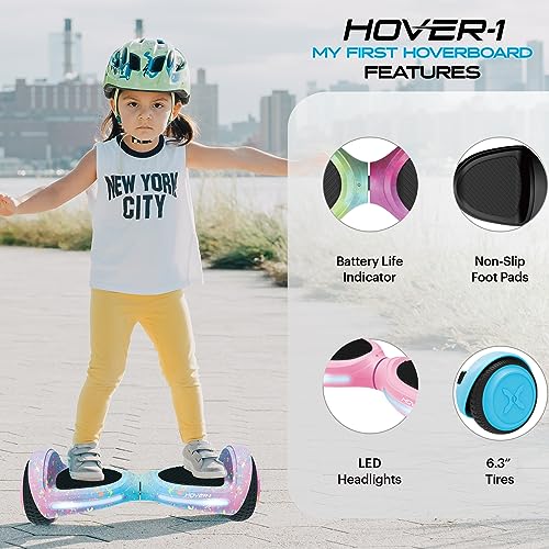 Electric Self-Balancing Hoverboard with 5 mph Max Speed, Dual 150W Motors, 6.3” Tires, 3 Miles Max Range, and LED Headlights Y3372