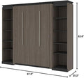 98" Full Murphy Bed with 2 Narrow Bookcases in Bark Gray L905575