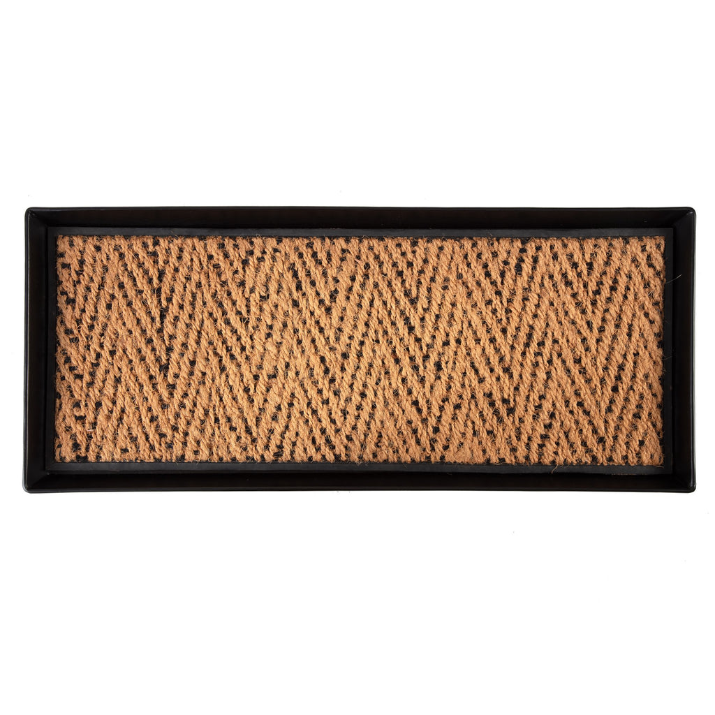 Black Metal Boot Tray with Coir Insert M455