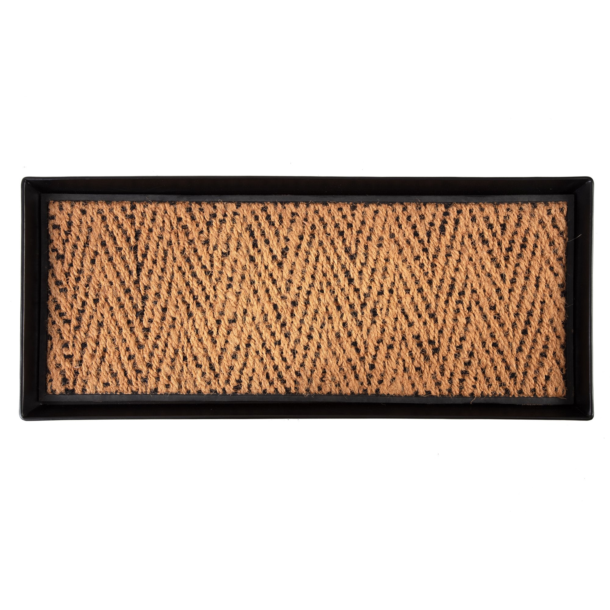 Black Metal Boot Tray with Coir Insert M455