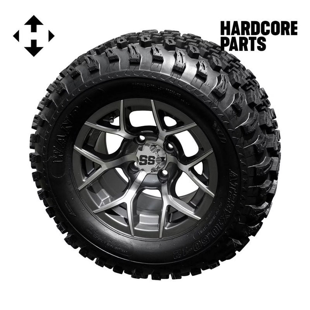 6” Heavy Duty Double A-Arm Suspension Lift Kit for Club Car DS Golf Cart with 12" Machined/Gunmetal Wheels and 23"x10.5"-12" All-Terrain Tires W143