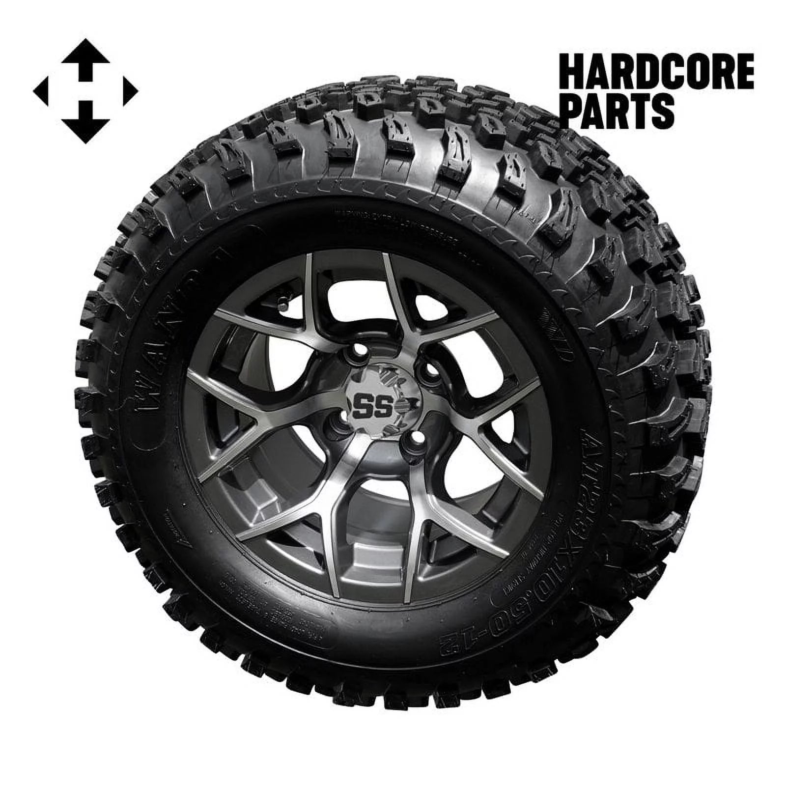 6” Heavy Duty Double A-Arm Suspension Lift Kit for Club Car DS Golf Cart with 12" Machined/Gunmetal Wheels and 23"x10.5"-12" All-Terrain Tires W143