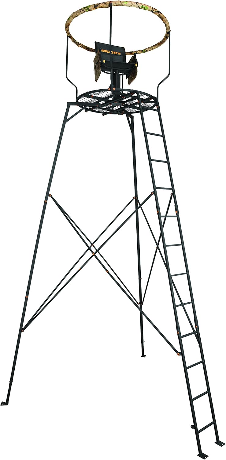 16 Foot Single Seater Foldable Outdoor Hunting Tripod Stand with 2 Detachable Gear Bags H74113