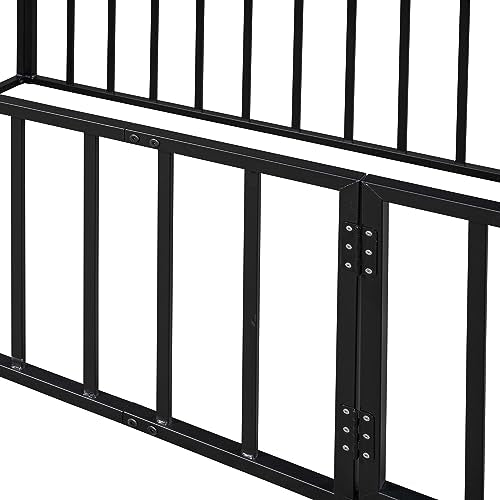 Full Montessori Floor Bed with Door (Black) L720405