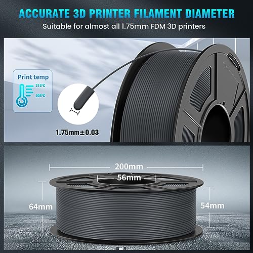 Black PLA 3D Printer Filament 1.75mm 1KG Z667896