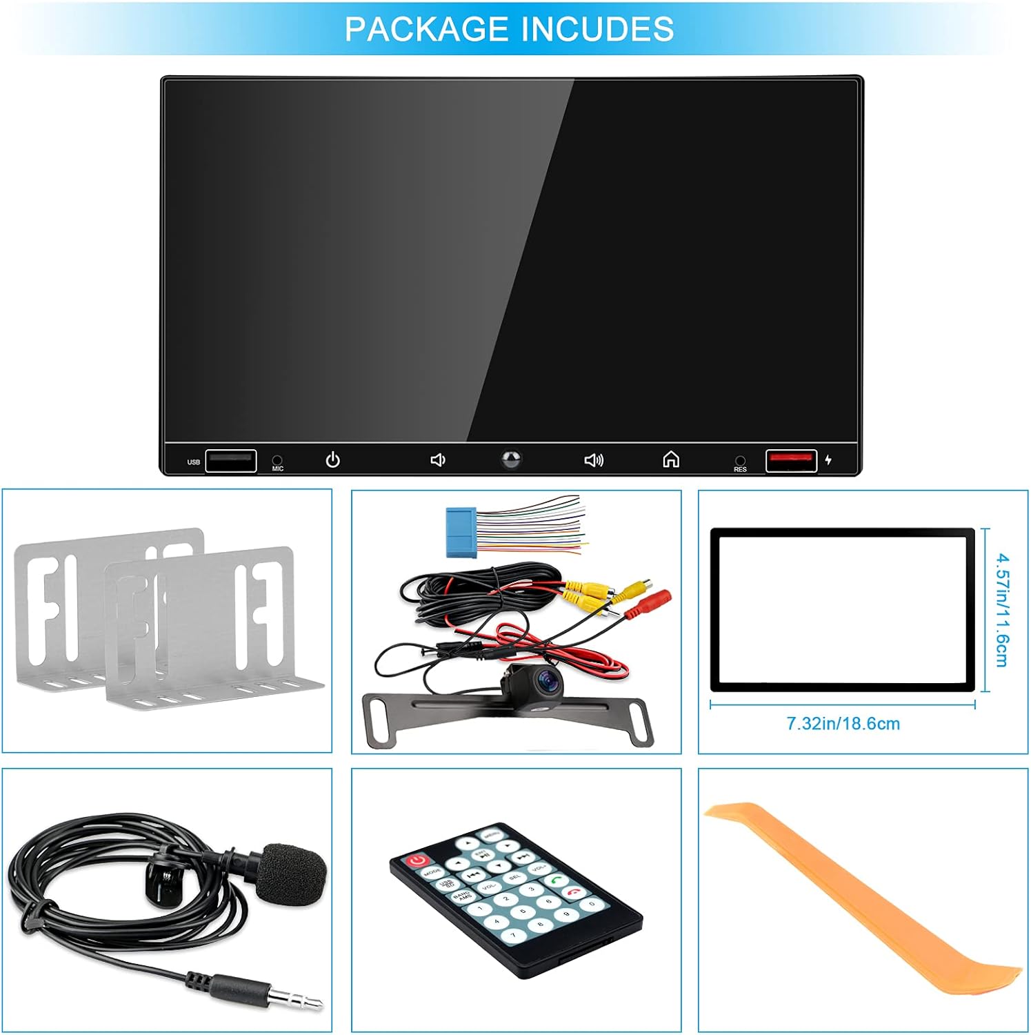 7 Inch Double Din Car Stereo with Touchscreen Bluetooth Q4670