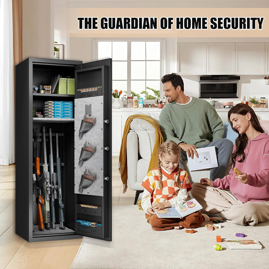 Black 5-Gun Safe Cabinet with LED Light R81446