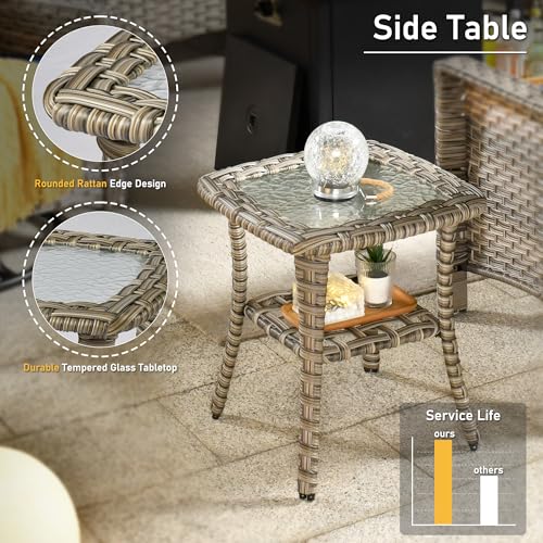 6 Piece Outdoor Wicker Patio Furniture Set with Fire Pit Table (Red) N5290