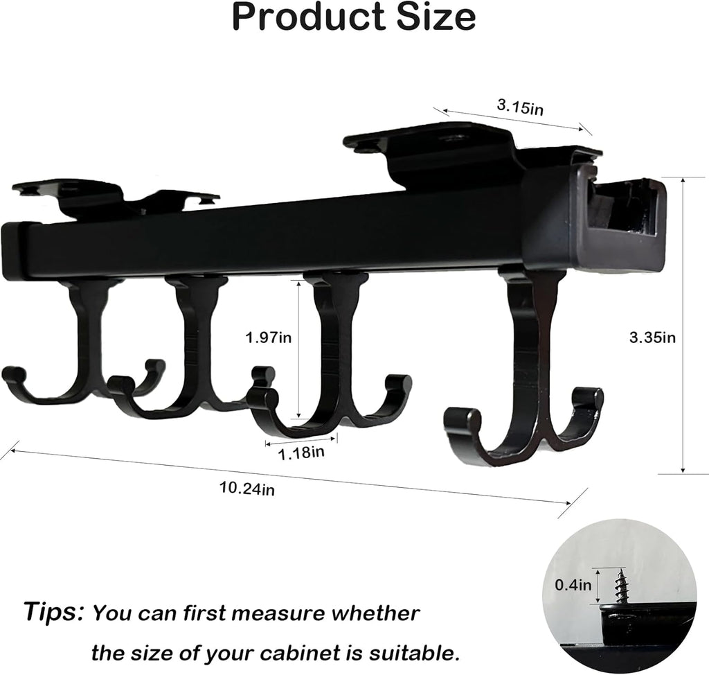 Black Pull Out Mug Holder with 8 Hooks E301652